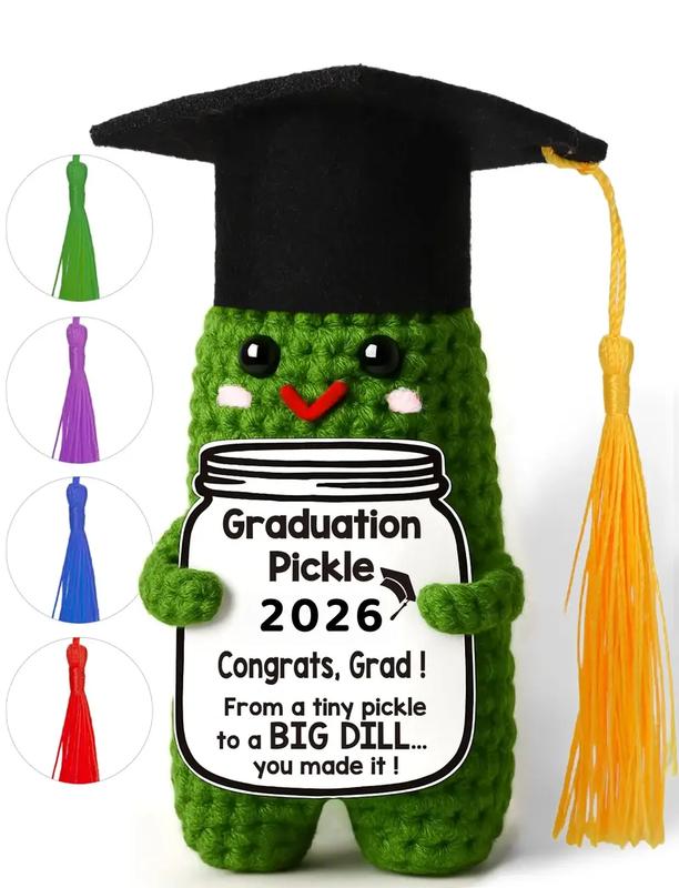 Handmade Crochet Graduation Pickle
