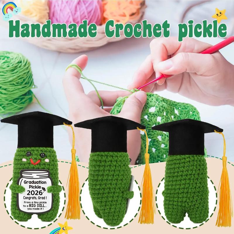 Handmade Crochet Graduation Pickle