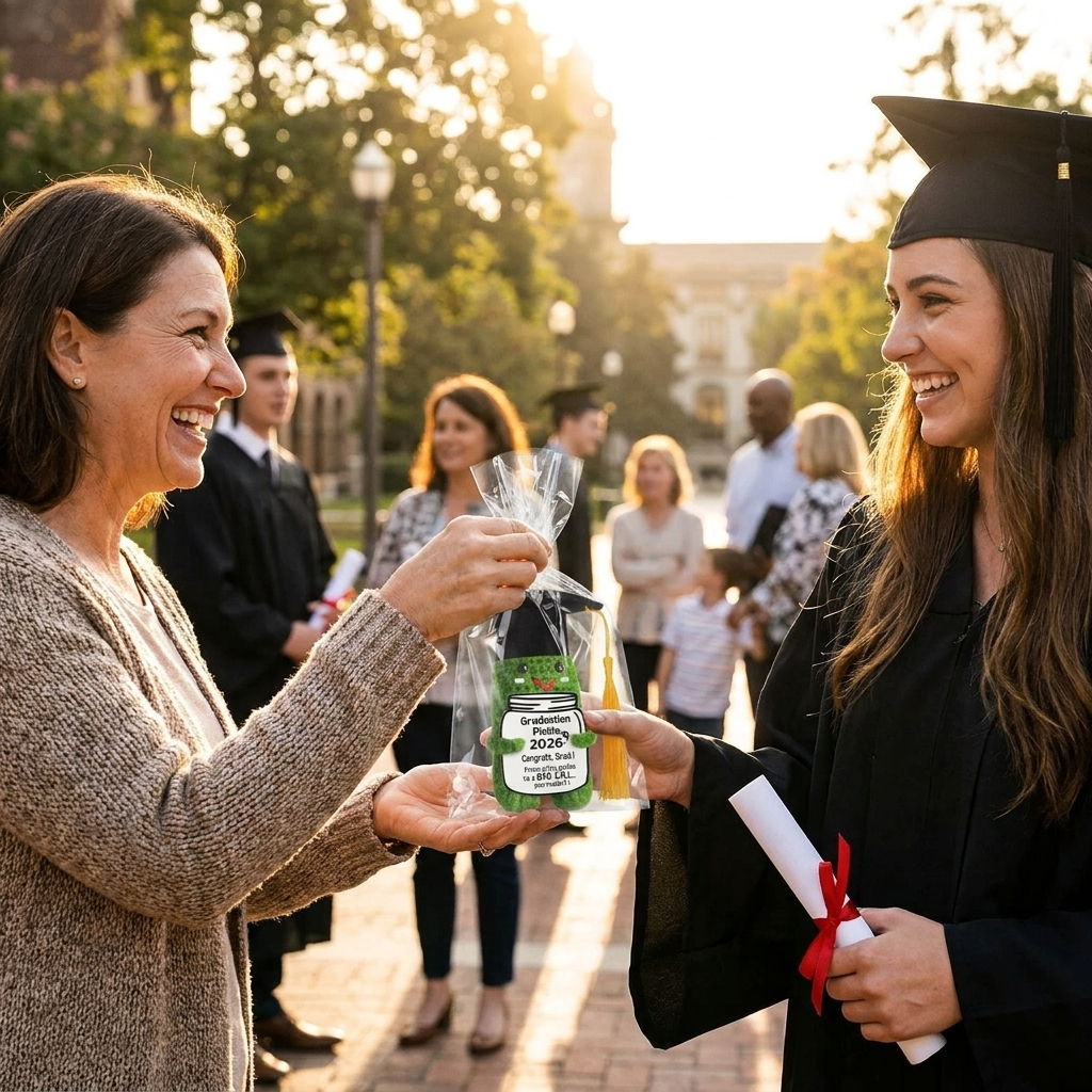 Handmade Crochet Graduation Pickle